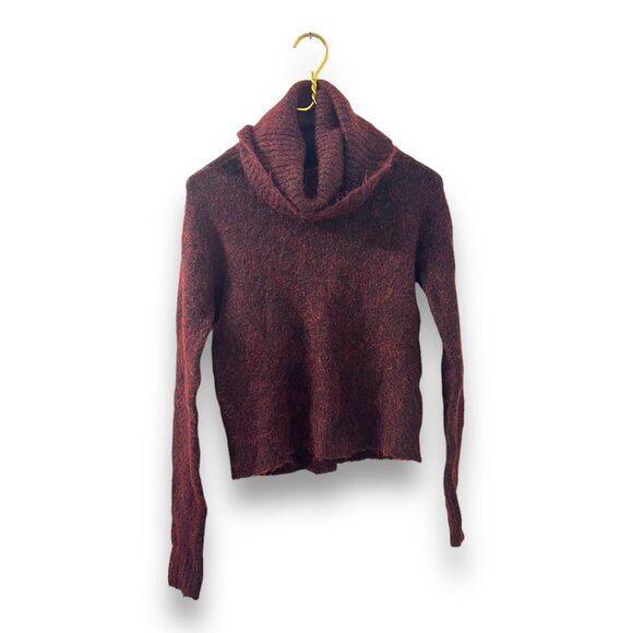 Alice & Olivia Gavin Mohair Cowl Neck Turtleneck Maroon Sweater - Picture 2 of 2